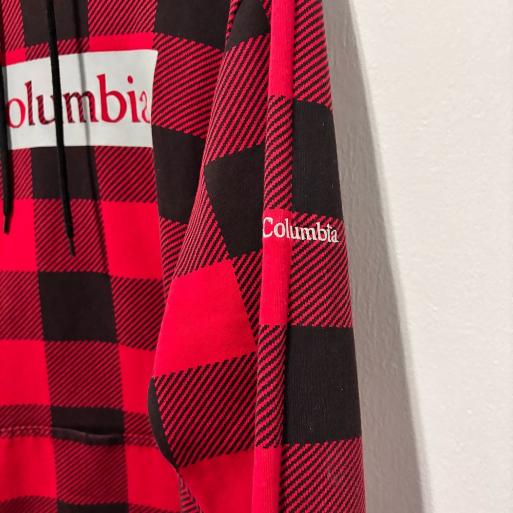 🆗 Columbia Red and Black Buffalo Plaid Hooded Sweater - Picture 5 of 6